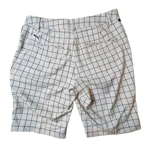 Puma Women's Golf Tech Bermuda Shorts Window Pane Plaid Black White Size 8 - Picture 8 of 13